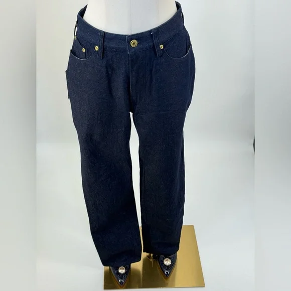 Brandon Maxwell High Rise Classic Straight leg Skinny Dark Blue Denim Size 28 - Picture 4 of 16
